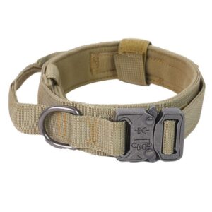 Thickened Nylon Dog Collar for Outdoor, Alloy Buckle Pet Neck Collar, Khaki Alloy Buckle Collar XL, product image