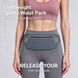 Running Waist Bag for Men Women Outdoor Sports Phone Pouch Slim Close‑Fitting Nylon Waist Pack, Ch product image