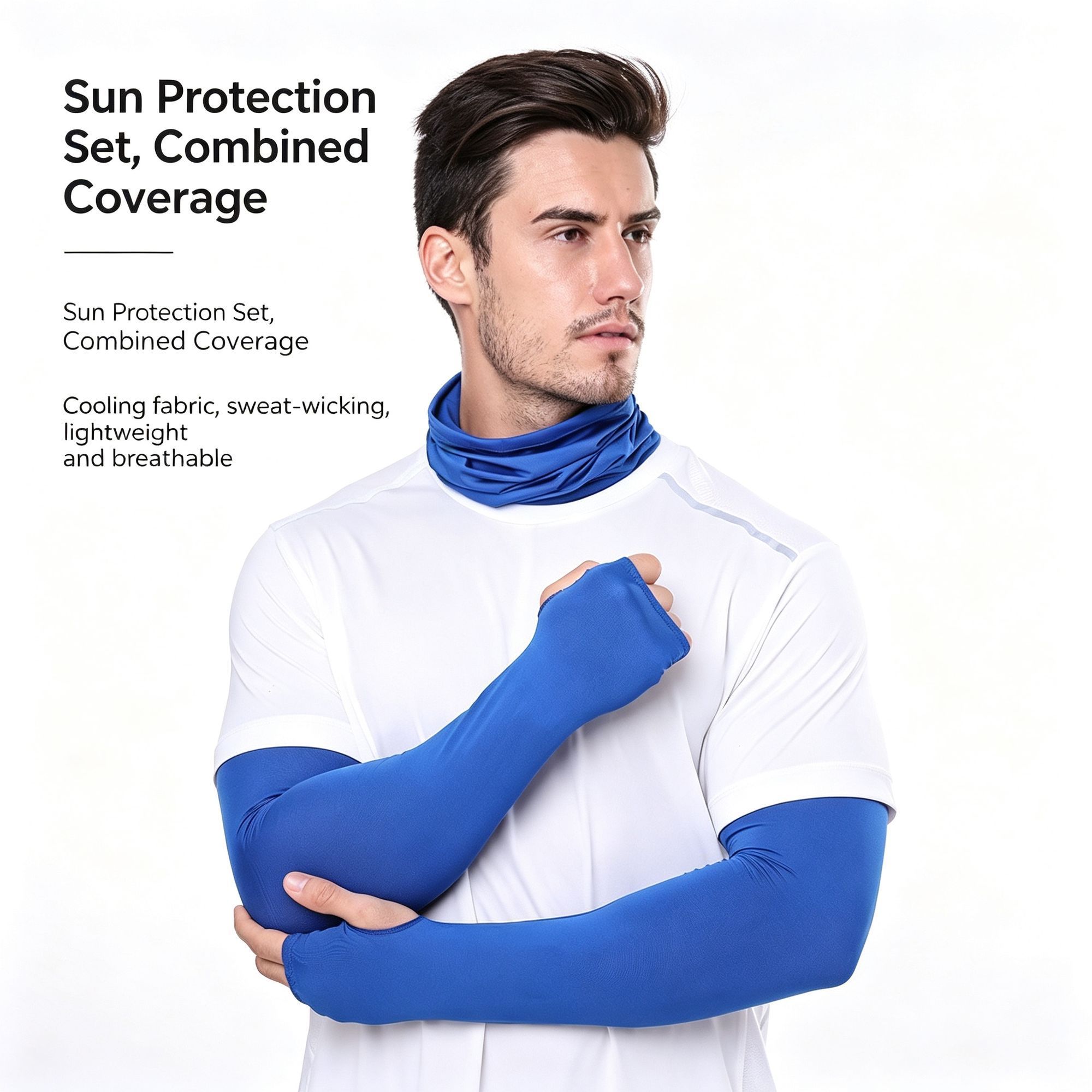 Sky-Tone Camo Sun Protection Set | All-Weather Gear – Sumo Deals Sky‑Tone Camo All‑Weather Sun Block Set, Finger‑Exposed Ice Sleeves Gloves Neck Mask, Wind‑R Product Image