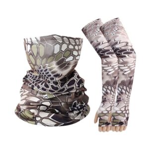 Coffee Snake‑Texture Tactical Sun Guard Kit, Quick‑Dry Ice Sleeves Gloves Neck Gaiter, Sweat Rel product image