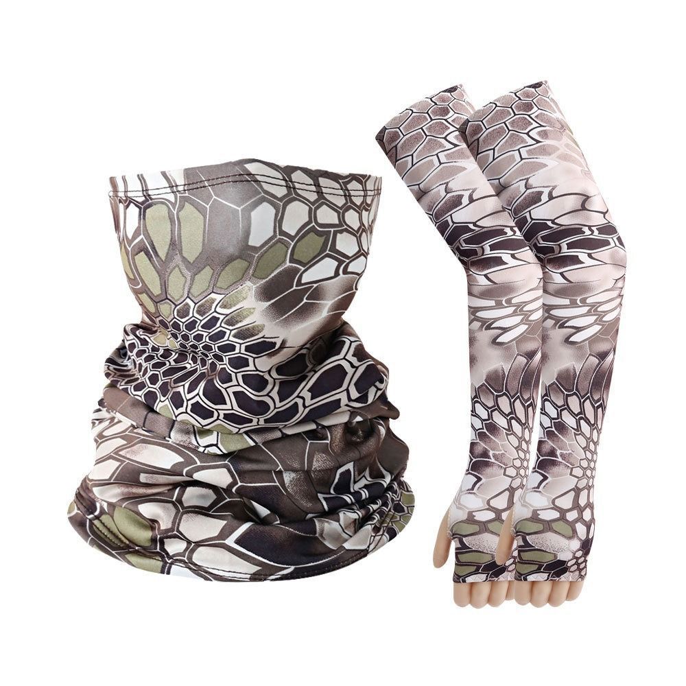 Coffee Snake Sun Guard Kit | Quick-Dry Tactical Sleeves – Sumo Deals Coffee Snake‑Texture Tactical Sun Guard Kit, Quick‑Dry Ice Sleeves Gloves Neck Gaiter, Sweat Rel Product Image