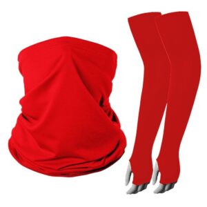 Classic Solid‑Red 3‑In‑1 Sun Guard Kit, Finger‑Open Ice Sleeves Gloves Neck Tube, All‑Matc product image