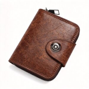 Minimalist Retro Men Card & Coin Organizer, Single Magnetic Buckle Accordion‑Slot Business Card Ca product image