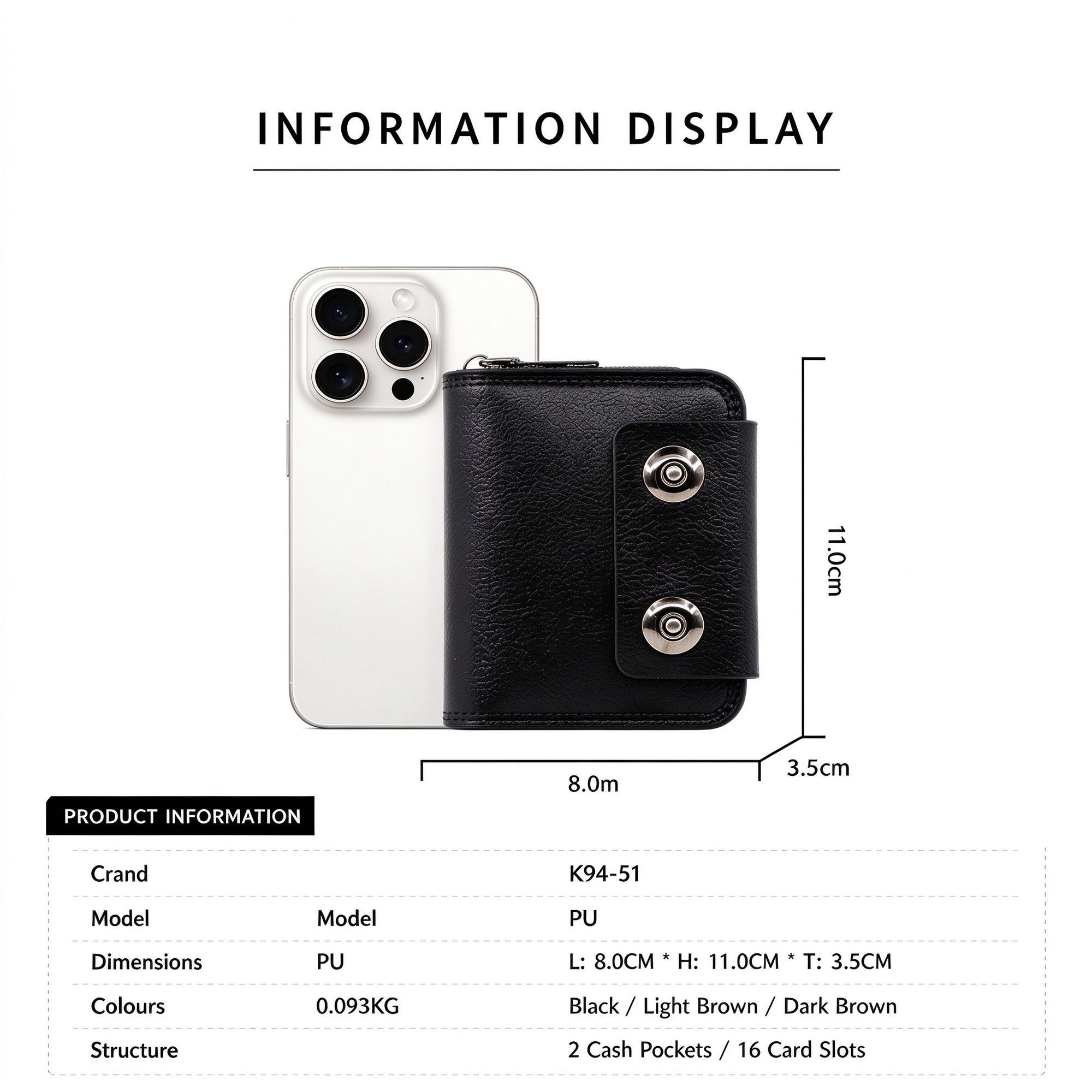 Retro Men'S Card &Amp; Coin Organizer | Light Coffee – Sumo Deals Minimalist Retro Men Card &Amp; Coin Organizer, Single Magnetic Buckle Accordion‑Slot Business Card Ca Product Image
