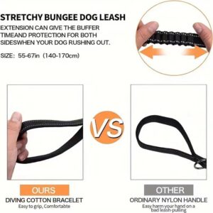 Tactical Heavy Duty Dog Leash With Frog Clip, Shock Absorbing Bungee Nylon Dog Lead, Dual Comfort Ha Product Image