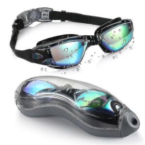 Unisex Waterproof Anti-Fog Swimming Goggles, Leak-Free Adult Swim Goggles - Black product image