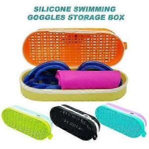Silicone Swimming Goggle Case With Drain Hole, Lightweight Shockproof Goggle Protective Box Product Image