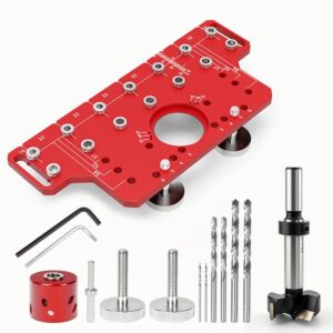 2-in-1 Cabinet Door Drilling Locator Template for Hinge and Handle Installation, Alloy Woodworking P product image