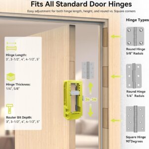 Hinge Mortise Template Jig For Wooden Doors With Adjustable Router Guide And Drill Bit Set For Preci Product Image