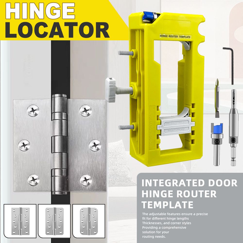 Hinge Mortise Template Jig Kit For Wooden Doors – Sumo Deals Hinge Mortise Template Jig For Wooden Doors With Adjustable Router Guide And Drill Bit Set For Preci Product Image