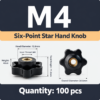 Six-Lobe Star Through-Hole Hand Knob Tightening Fastener with Brass Internal Thread for Furniture De product image