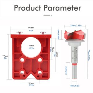 Hinge Hole Locator Kit With 35Mm Forstner Bit And Hex Wrench For Cabinet Door Installation, Woodwork Product Image