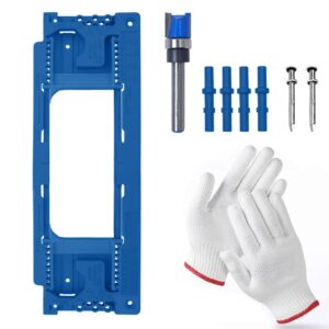 Adjustable Door Hinge Routing Template Jig Kit with Alloy Trimming Bit and Locating Pins for Woodwor product image