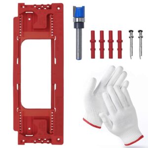 Adjustable Door Hinge Routing Template Jig Kit with Alloy Trimming Bit and Locating Pins for Woodwor product image