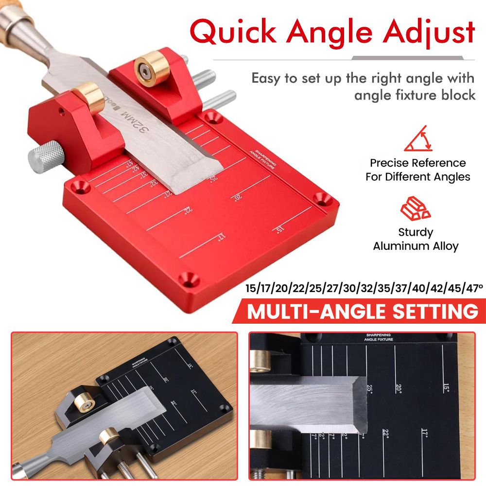 Adjustable Honing Guide Set For Chisels &Amp; Plane Blades – Sumo Deals Adjustable Honing Guide Tool Set For Woodworking Chisels And Plane Blades With Rolling Base Angle Se Product Image