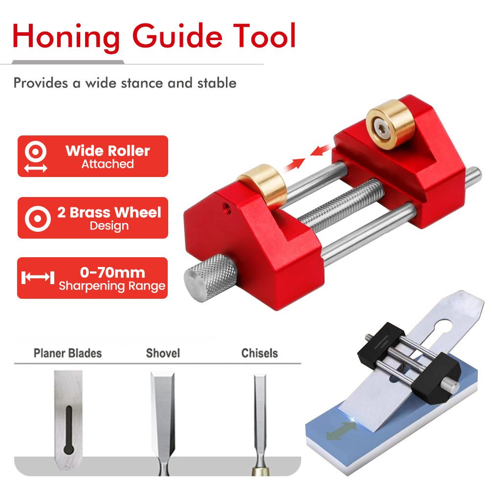 Adjustable Honing Guide Set For Chisels &Amp; Plane Blades – Sumo Deals Adjustable Honing Guide Tool Set For Woodworking Chisels And Plane Blades With Rolling Base Angle Se Product Image