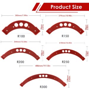 R100-R300 Arc Radius Template Set For Woodworking, Router Jig For Cutting Inner And Outer Rounded Co Product Image
