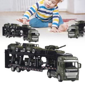 Model With 6 Mini Tanks Model 1:48 Scale Diecast Alloy Detachable Pull Back Green Vehicle Container Product Image