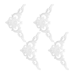4Pcs White Decorative Corner Trim Moulding Faux Plaster Ceiling Floral Ornament for Home product image