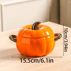 Mini Dutch Oven, Yellow Pumpkin-Shaped Ceramic Casserole with Lid, Versatile Baking and Serving Dish product image