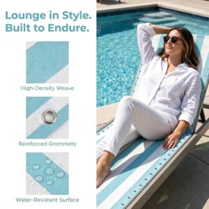 Sky Blue Beach Chair Fabric Replacement – Sumo Deals Sky Blue Beach Chair Fabric Replacement For Outdoor Folding Recliner Patio Lawn Use Product Image