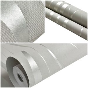 Clearance! Room Decor Silver 3D Non-Woven Wave Stripe Embossed Wallpaper Rolls Living Room Decor 10M product image