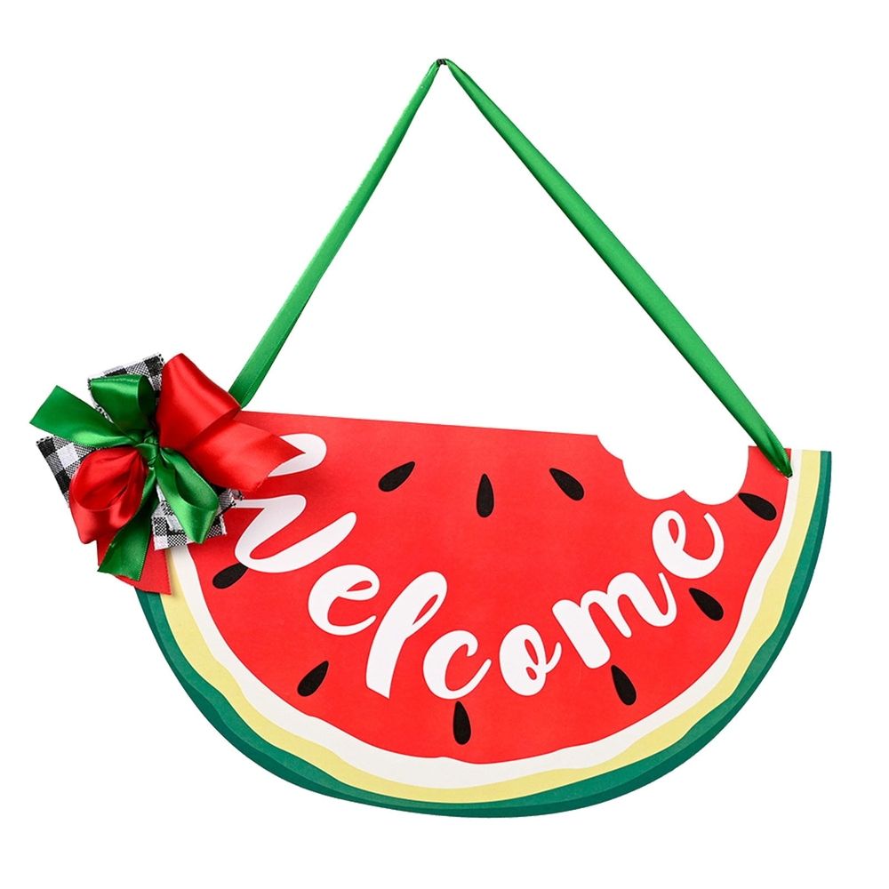 Watermelon Welcome Door Sign | Semicircular Wooden Decor – Sumo Deals Sign For Front Door Welcome Watermelon Door Plate Semicircular Round Wooden Listing Summer Watermelo Product Image