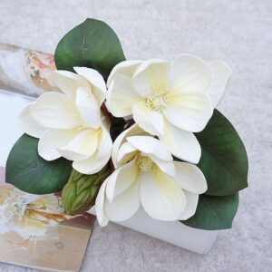 Fake Flowers Artificial Magnolia Flowers Magnolia Stem Flower Faux Wedding Flower Bouquet Vase Flora product image