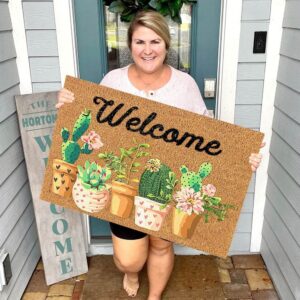 Home Kitchen Rugs and Mats Green cactus welcome mat product image