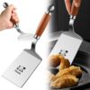 Wide Stainless Steel Bbq Spatula With Wood Handle – Sumo Deals Wide Grill Turner/Spatula Stainless Bbq Shovel Scraper Pancake Spatula Fine Polishing Large With Woo Product Image