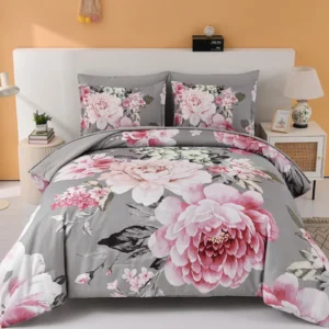 Grey Blush Peony Garden Comforter Quilted Doona Set product image