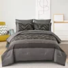 Charcoal Geometric Luxe Comforter Quilted Doona Set Product Image