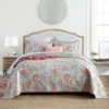 100% Cotton Blush Aqua Rosehaven Coverlet Bedspread Set product image