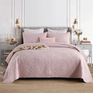 100% Cotton Embossed Blush Medallion Majesty Coverlet Bedspread Set product image