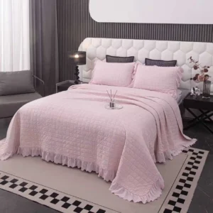 100% Cotton Embossed Pink Fringe Dream Coverlet Bedspread Set product image