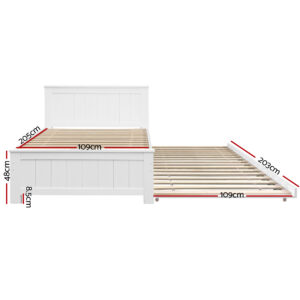 Artiss King Single Wooden Trundle Daybed - White Elvis – Sumo Deals Artiss Bed Frame King Single Size Wooden Trundle Daybed White Elvis Product Image