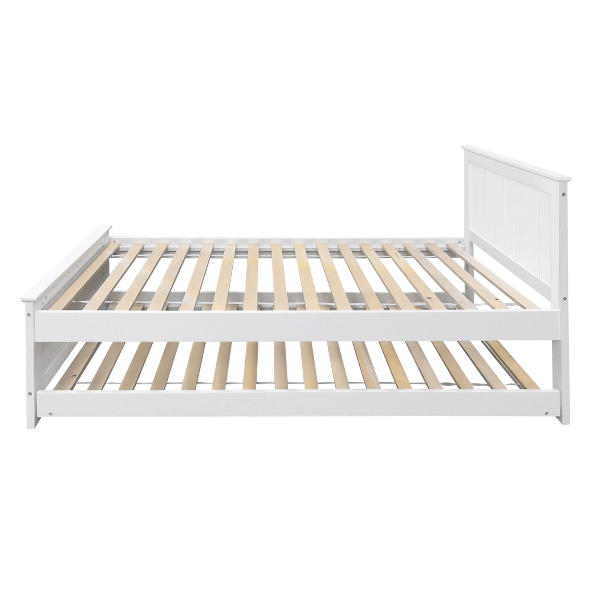 Artiss King Single Wooden Trundle Daybed - White Elvis – Sumo Deals Artiss Bed Frame King Single Size Wooden Trundle Daybed White Elvis Product Image