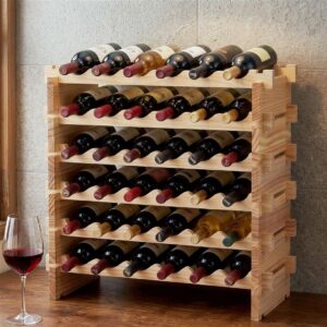 Artiss 36 Bottle Wooden Wine Rack 6 Tier Modular Wine Display Storage Stand Freestanding Holder Natu product image