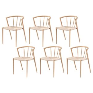 Artiss Dining Chairs Set Of 6 | Spindle Back Accent Chairs – Sumo Deals Set Of 6 Light Wood Dining Chairs With Curved Backs, Spindle Details, And Woven Beige Rope Seats For Kitchen/Dining.