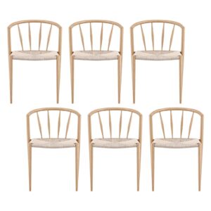 Artiss Dining Chairs Set Of 6 | Spindle Back Accent Chairs – Sumo Deals Set Of 6 Light Oak Wood Dining Chairs With Spindle Backs And Woven Cream Rope Seats For Dining Rooms.