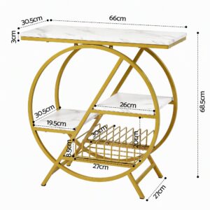 Artiss Marble Finish Side Table | White &Amp; Gold – Sumo Deals Artiss Side Table Marble Finish Coffee Table Nightstand Storage Shelf White&Amp;Gold Product Image