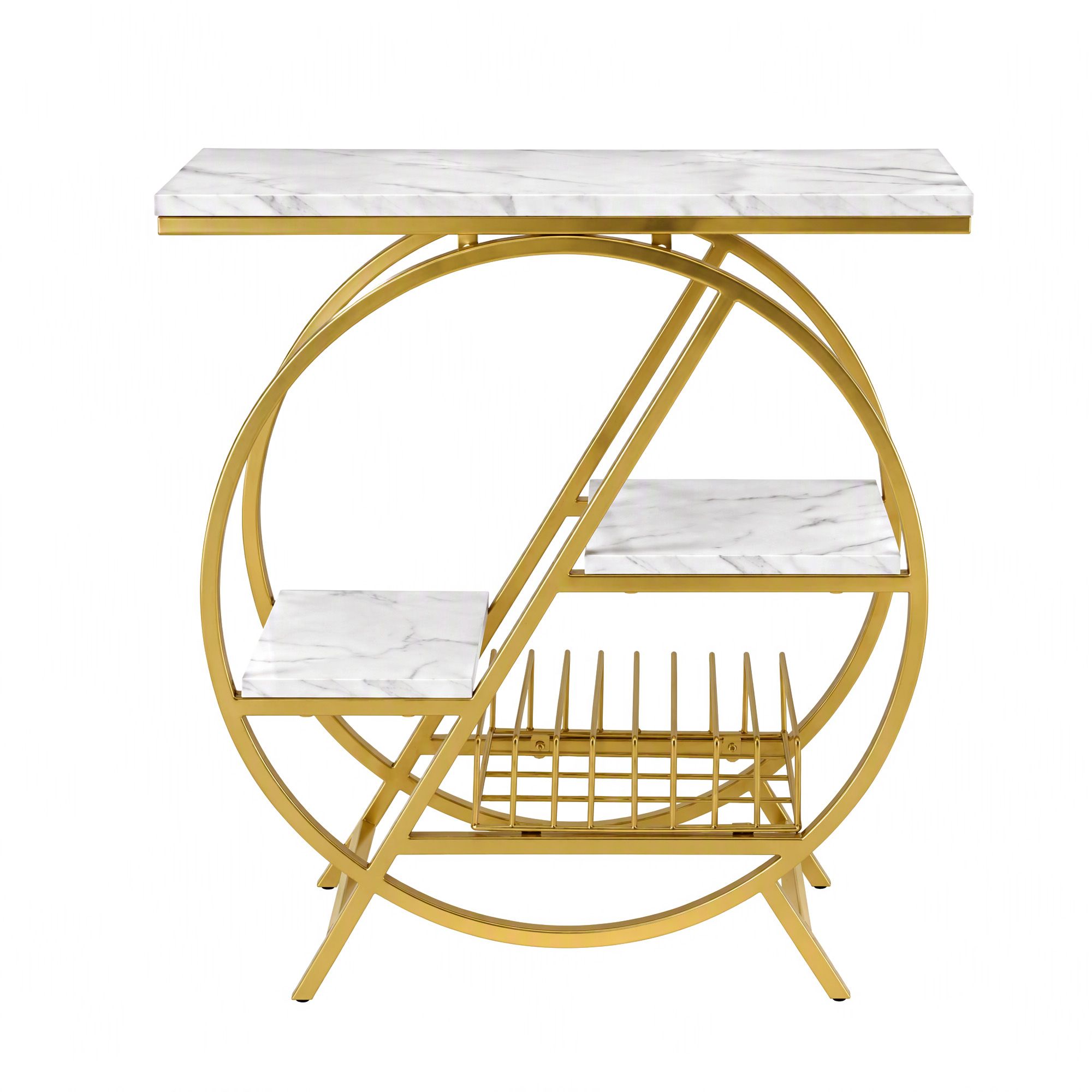 Artiss Marble Finish Side Table | White &Amp; Gold – Sumo Deals Artiss Side Table Marble Finish Coffee Table Nightstand Storage Shelf White&Amp;Gold Product Image