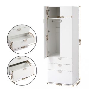 Artiss Wardrobe Cabinet | Clothes Storage &Amp; 3 Drawers – Sumo Deals Artiss Wardrobe Cabinet Bedroom Clothes Storage Organiser Cupboard 3 Drawers Shelf Hanging Rod Product Image
