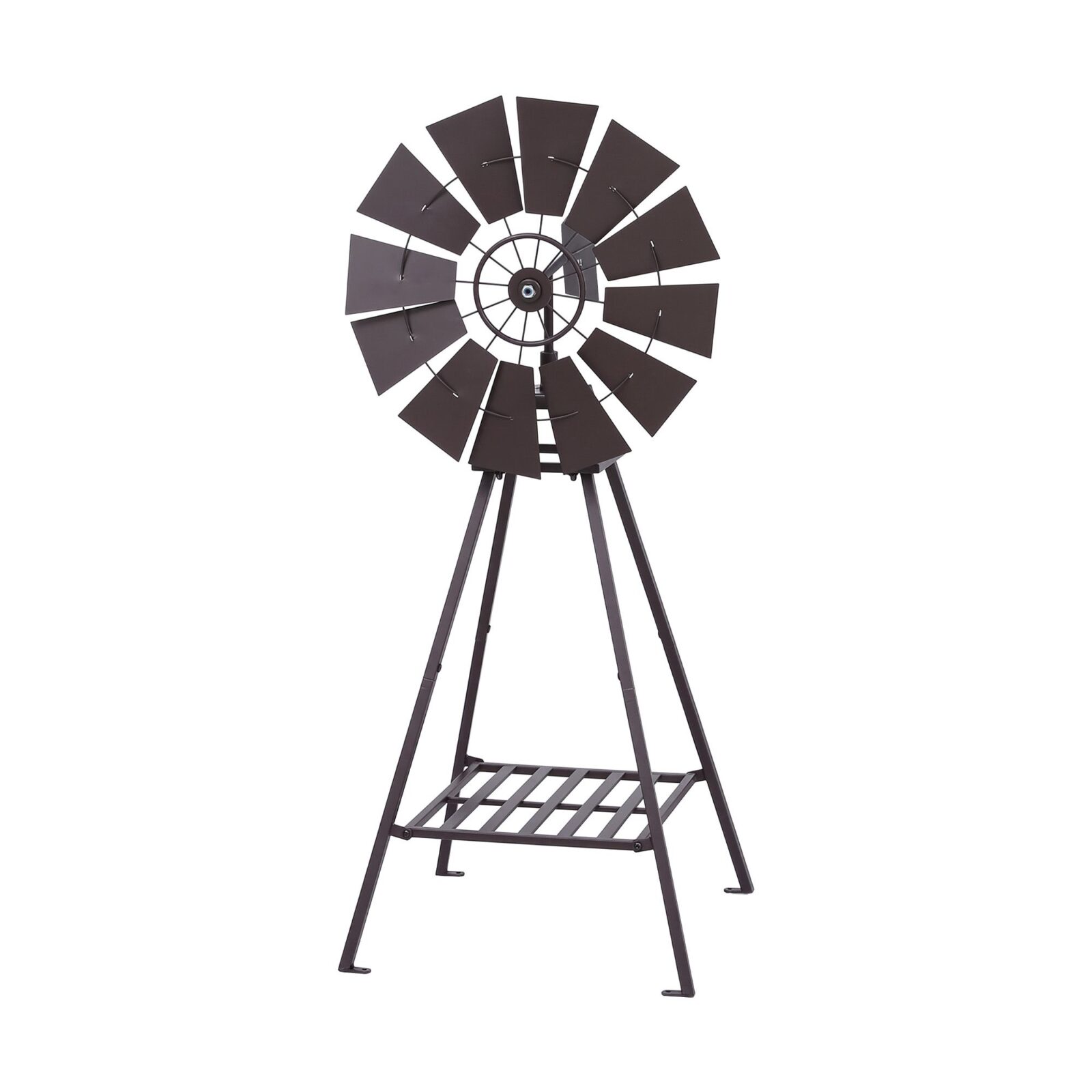 Gardeon 120Cm Bronze Garden Windmill Outdoor Decor – Sumo Deals Brown Metal Windmill Garden Stake With 16 Blades And Tripod Stand, For Outdoor Decor.