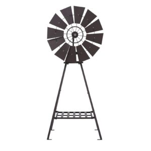 Gardeon 120Cm Bronze Garden Windmill Outdoor Decor – Sumo Deals Dark Brown Metal Outdoor Windmill Decor With A Round Fan And A Sturdy A-Frame Stand, For Garden Or Patio.