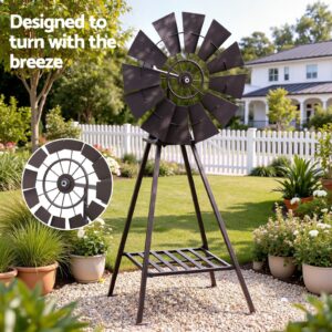 Gardeon 120Cm Bronze Garden Windmill Outdoor Decor – Sumo Deals Dark Bronze Metal Garden Windmill With 16 Blades And A Sturdy Tripod Base, For Outdoor Decor.
