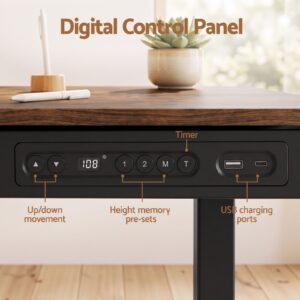 Black Digital Control Panel For Standing Desk With Height Memory, Timer, And Usb Charging Ports.