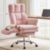Artiss Big & Tall Criss Cross Office Chair with Flip Armrests Foot Rest Reclining Teddy Fleece Pink product image
