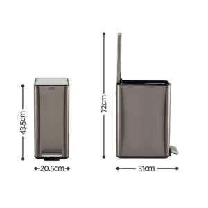 Cefito 15L Pedal Rubbish Bin Slim Carbon Steel Garbage Bin For Home Grey Product Image