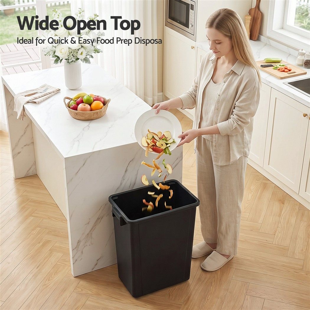 Cefito 35L Open Top Rubbish Bin - Dark Grey – Sumo Deals Cefito 35L Rubbish Bin Waste Dustbin Open Top Trash Can Kitchen Office Dark Grey Product Image